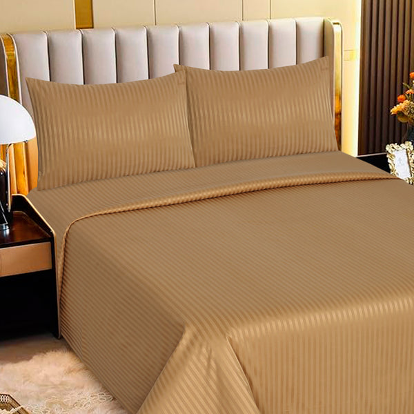 Luxury Cotton Satin Stripe Bedsheet Set – Soft, Elegant & Premium Quality